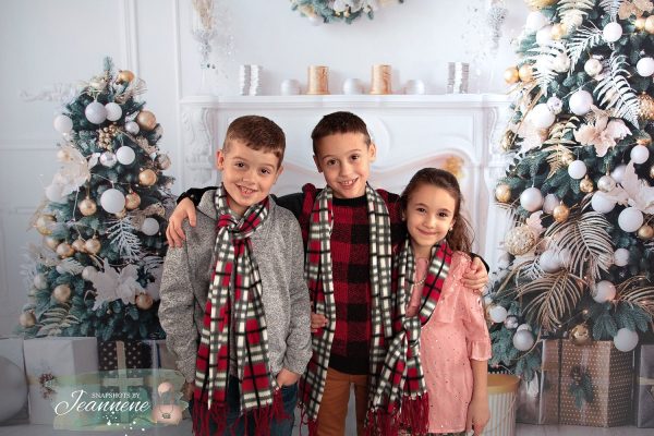 Toile de fond décors de photo de plancher de bois de sapin de Noël de cheminée blanche Jetzt online – Bild 2