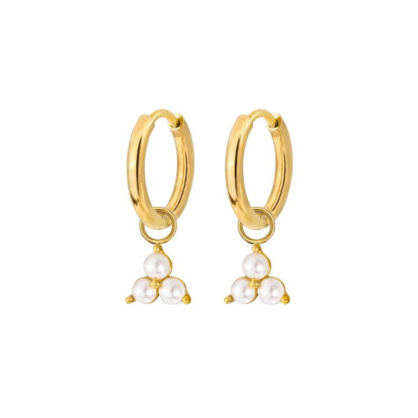 Pearl Leaf Hoop Set Small Gold Zu verkaufen